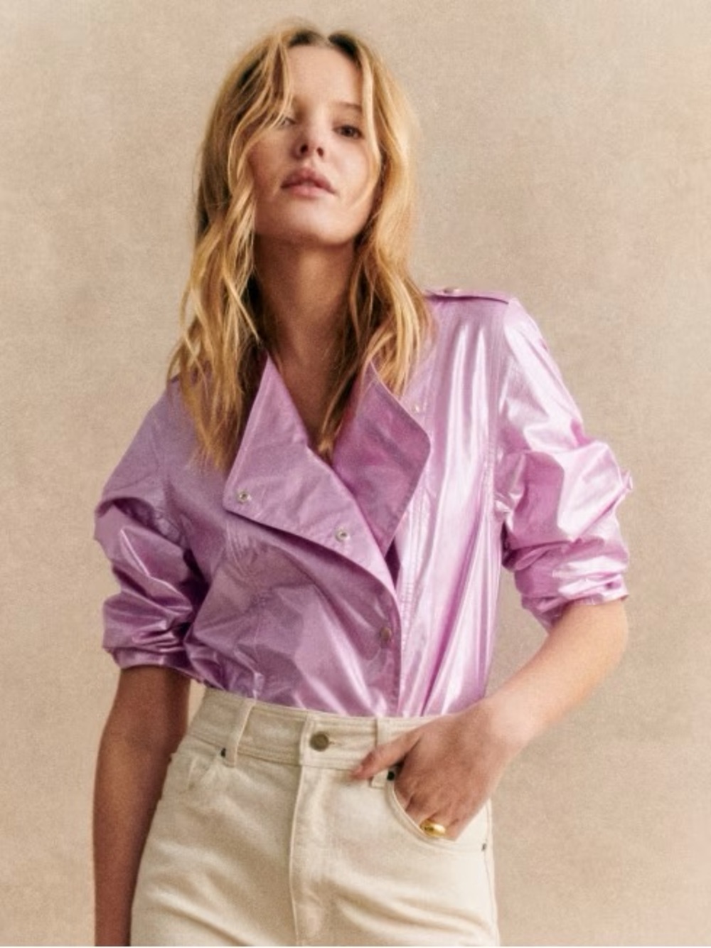 Sezane Alby Shirt – Metallic Pink